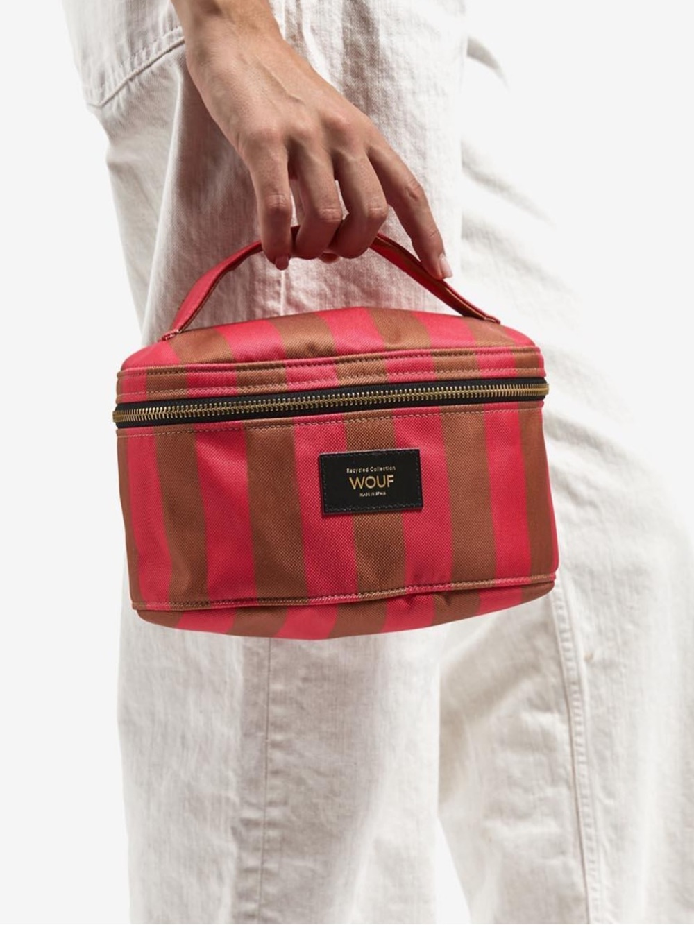 Wouf Pat Vanity Bag - Pink and Brown